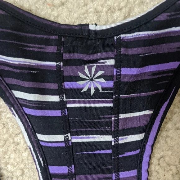 Athleta Racerback Tank Top w/ Built in Bra | Color: Black/Purple | Size: XXS - Picture 5 of 8